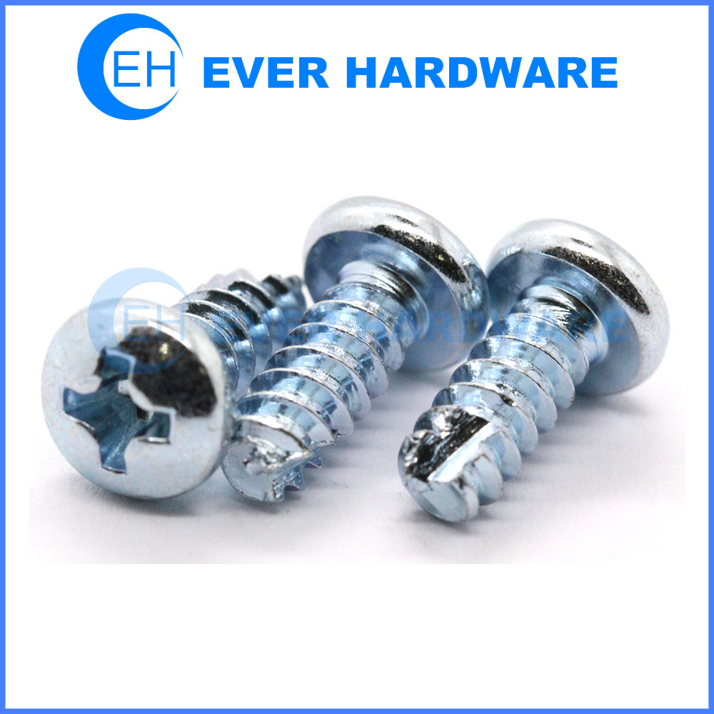 Thread Cutting Screw Binding Phillips Head Blue Zinc Plated