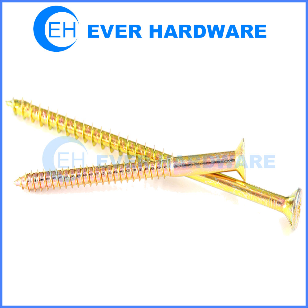 Flat Head Self Tapping Screw Phillips Drive Brass Coating