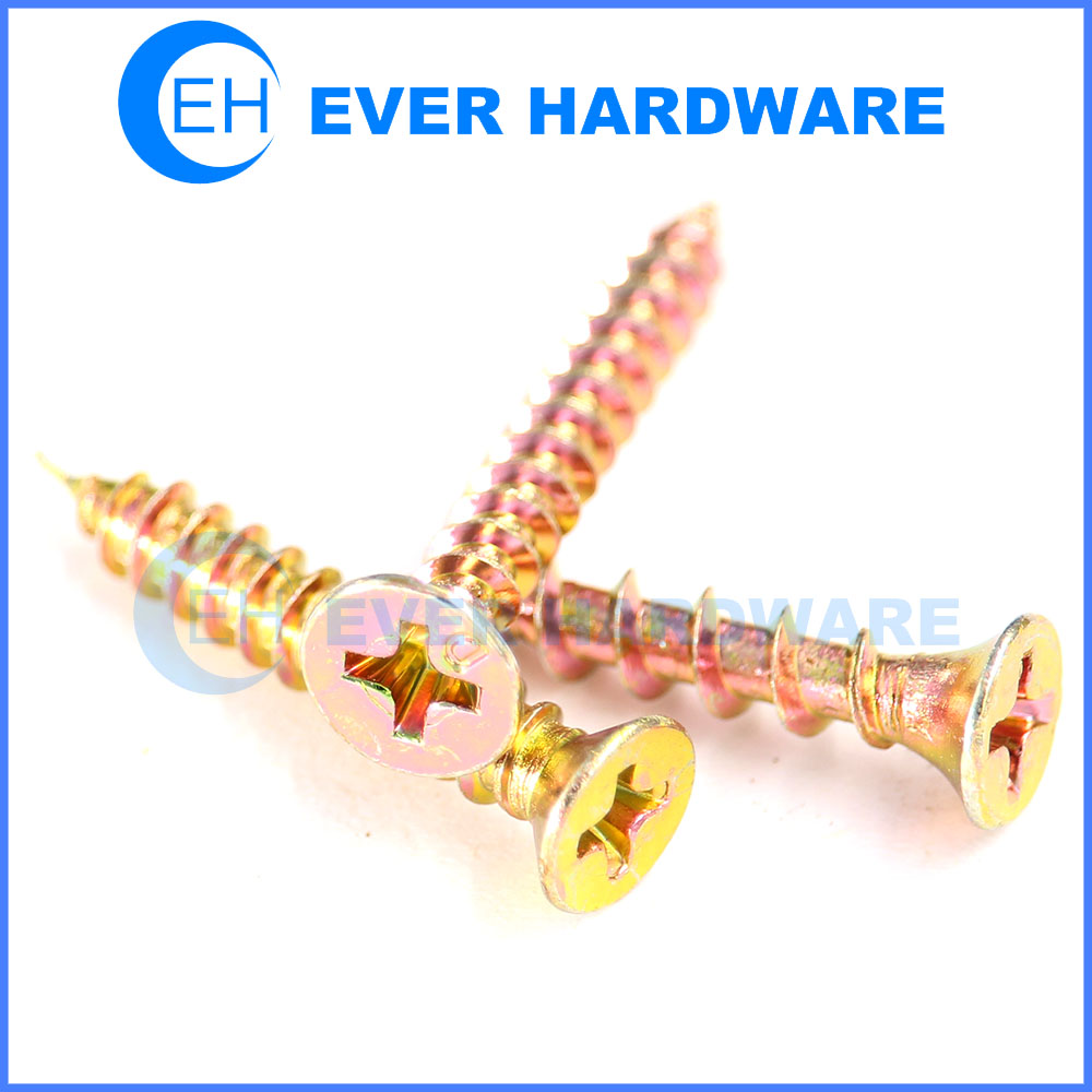 Flat Head Tapping Screw Cross Yellow Galvanization