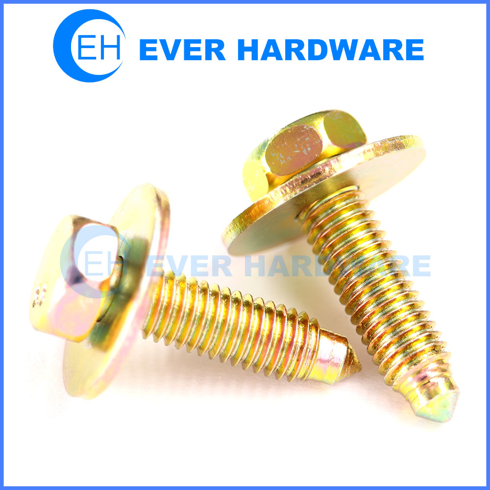 Hex Sems Screw Hexagon Head Flat Washer Machine Thread Tip