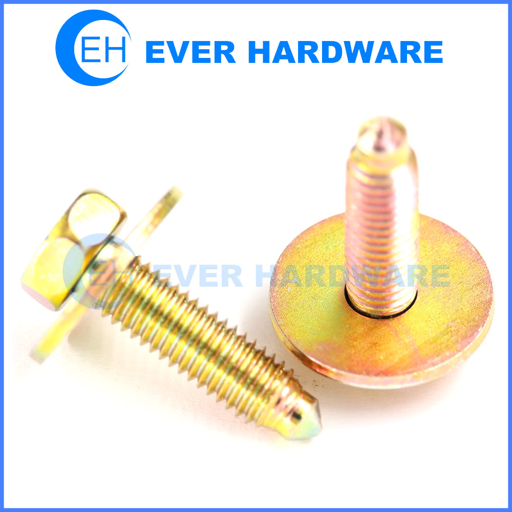 Hex Sems Screw Hexagon Head Flat Washer Machine Thread Tip