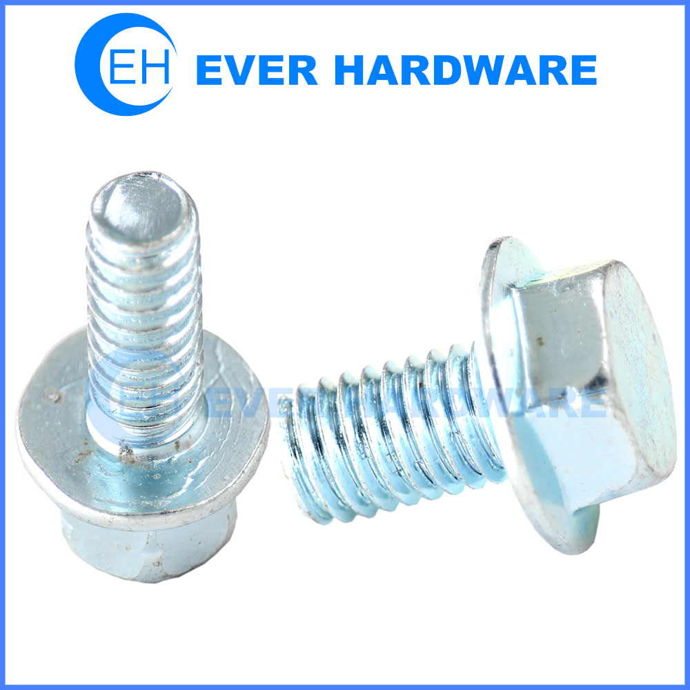 Hex Washer Head Screw Metric Machine Thread Blue Zinc Plated