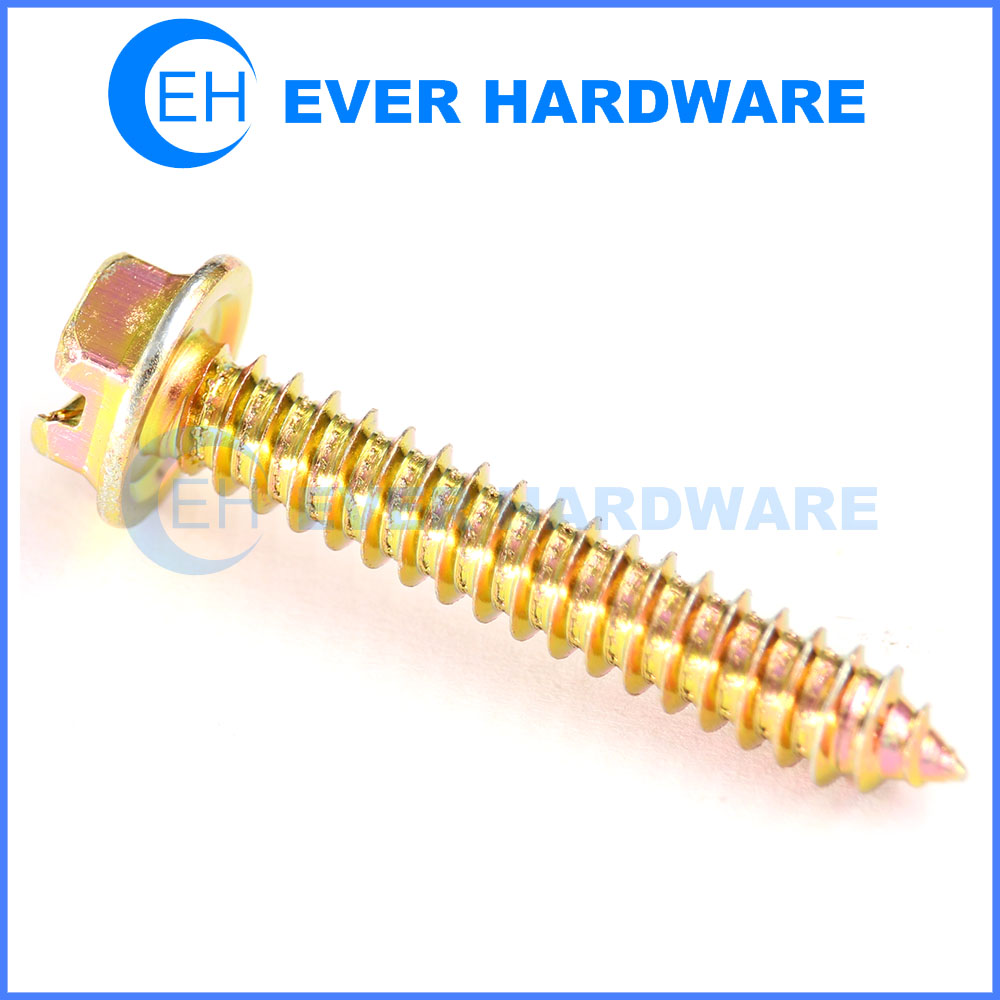 Hex Washer Head Tapping Screw Slot Drive Tip Point Yellow