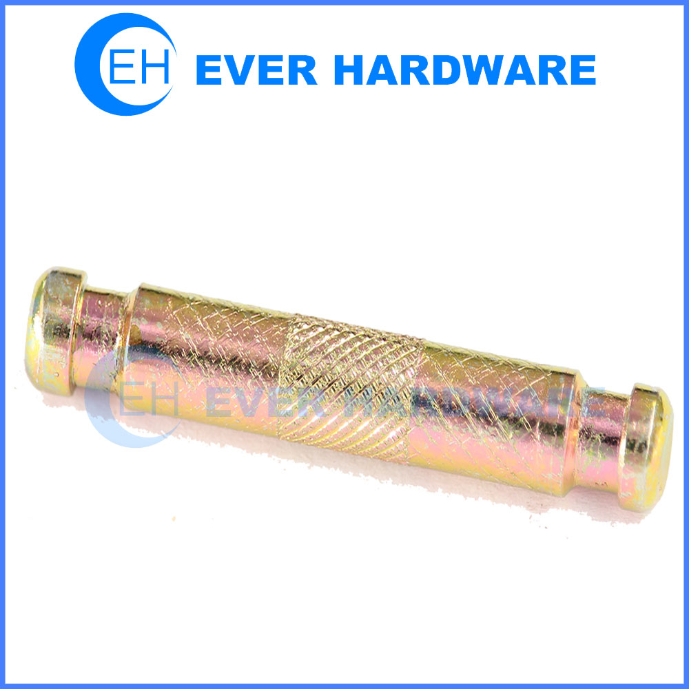 Knurled Dowel Pins Slotted Brass Coating Carbon Steel