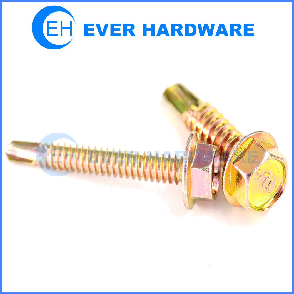 Self Drilling Screw Hex Flange Head Yellow Galvanization