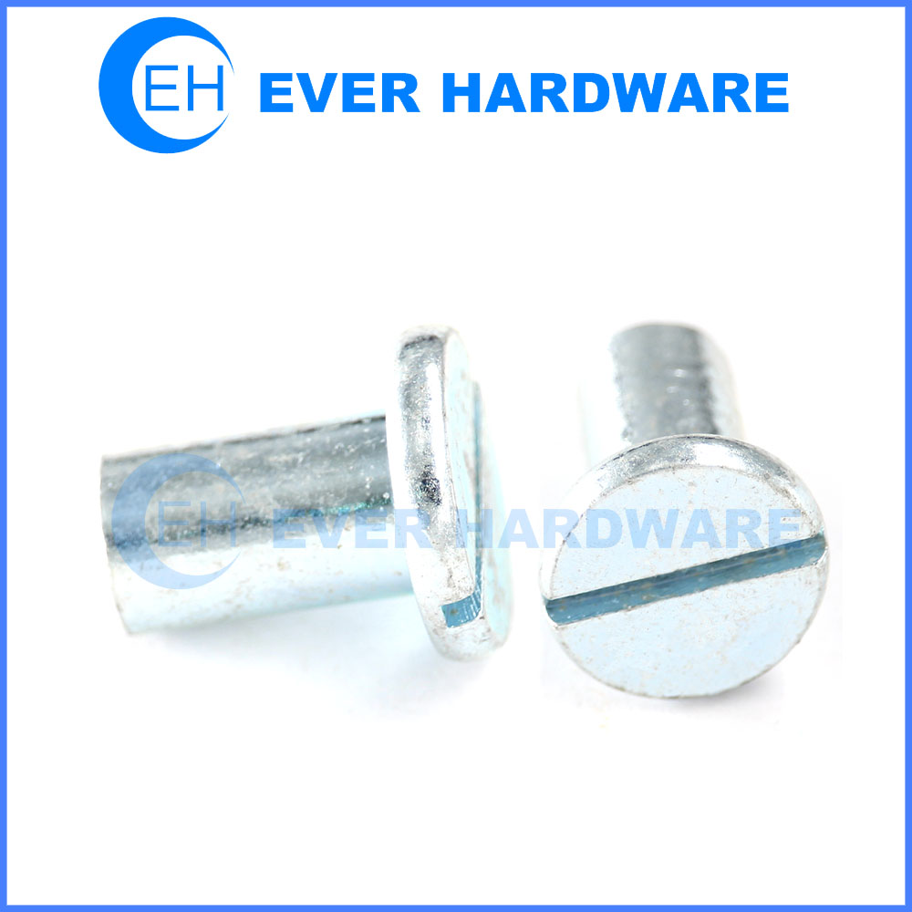 Slot Flat Screw Carbon Steel White Zinc Plating Custom Thread