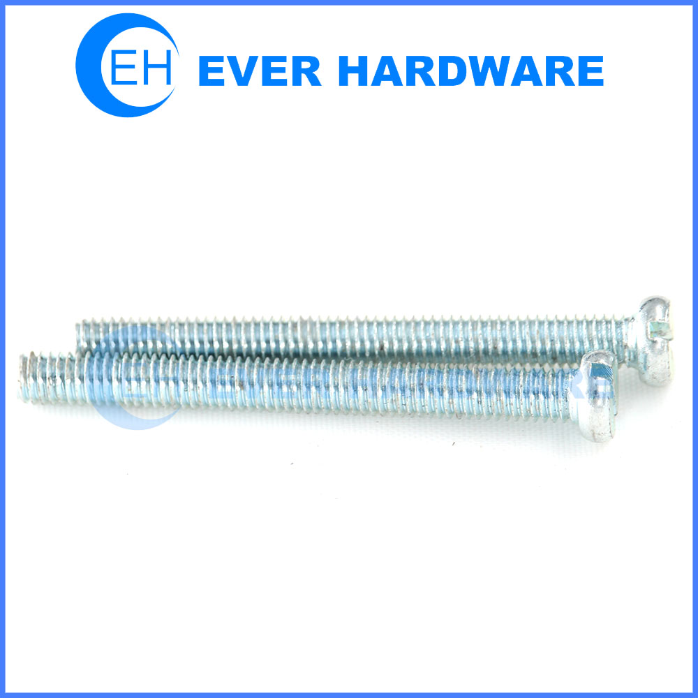 Slot Head Bolt Metric Machine Thread White Zinc Plating