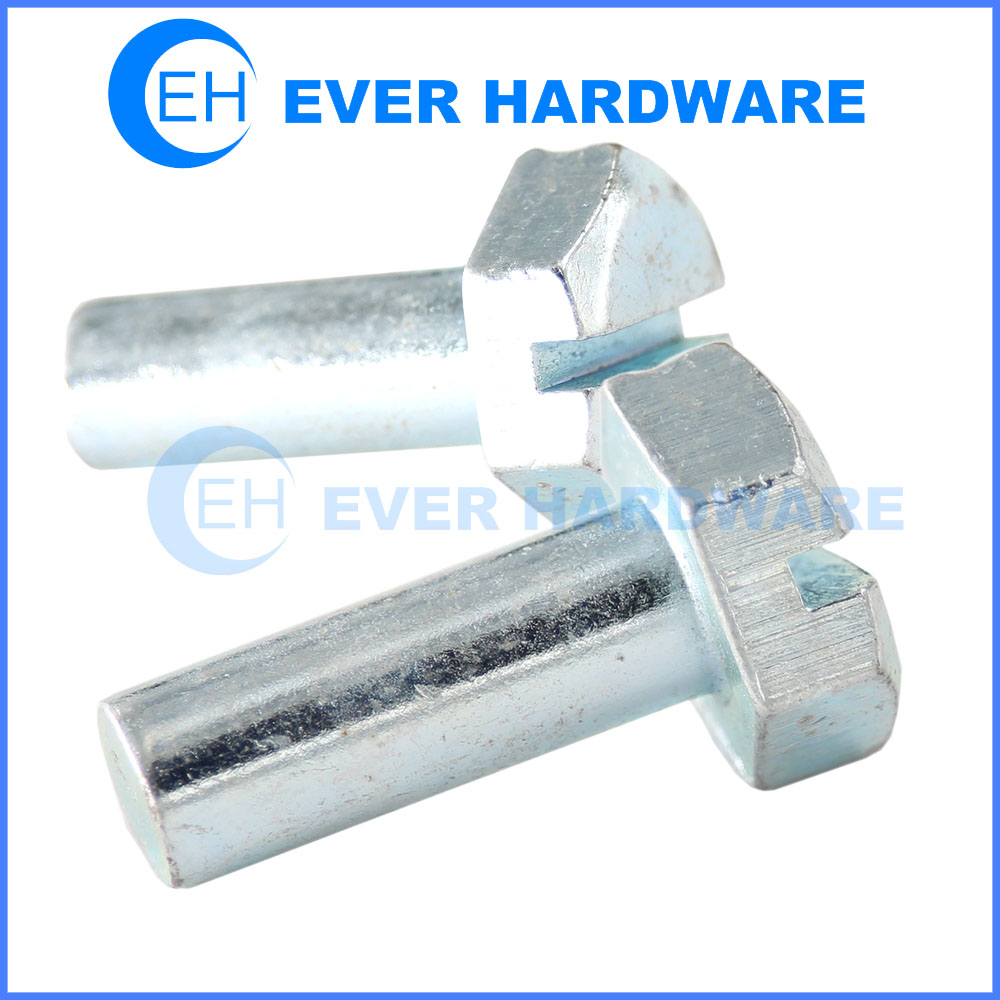 Slot Hex Head Bolt Before Threading Steel White Zinc Plating