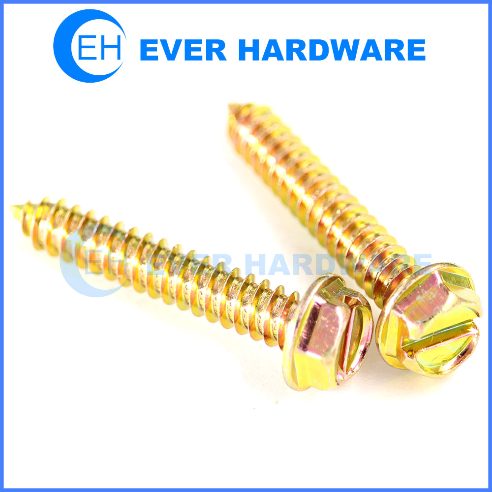 Slot Hex Screw Self Tapping Screw Yellow Zinc Plating