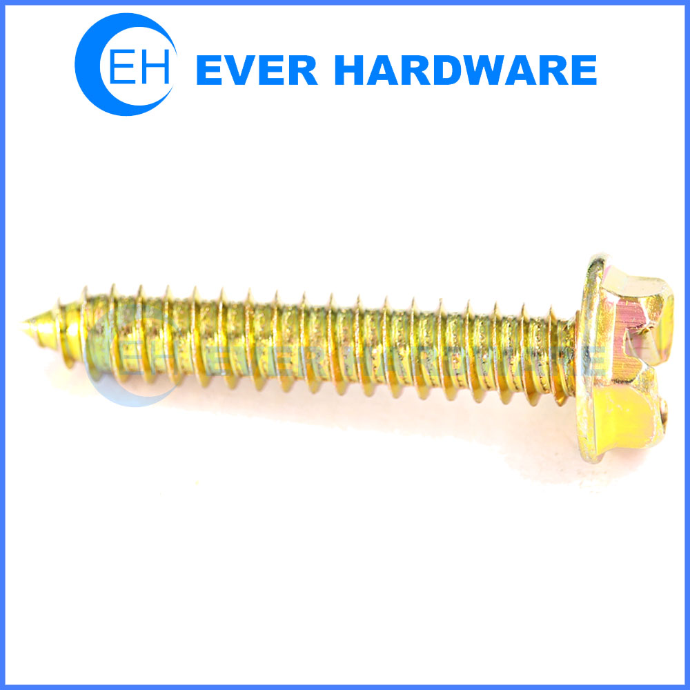 Slot Hex Screw Self Tapping Screw Yellow Zinc Plating