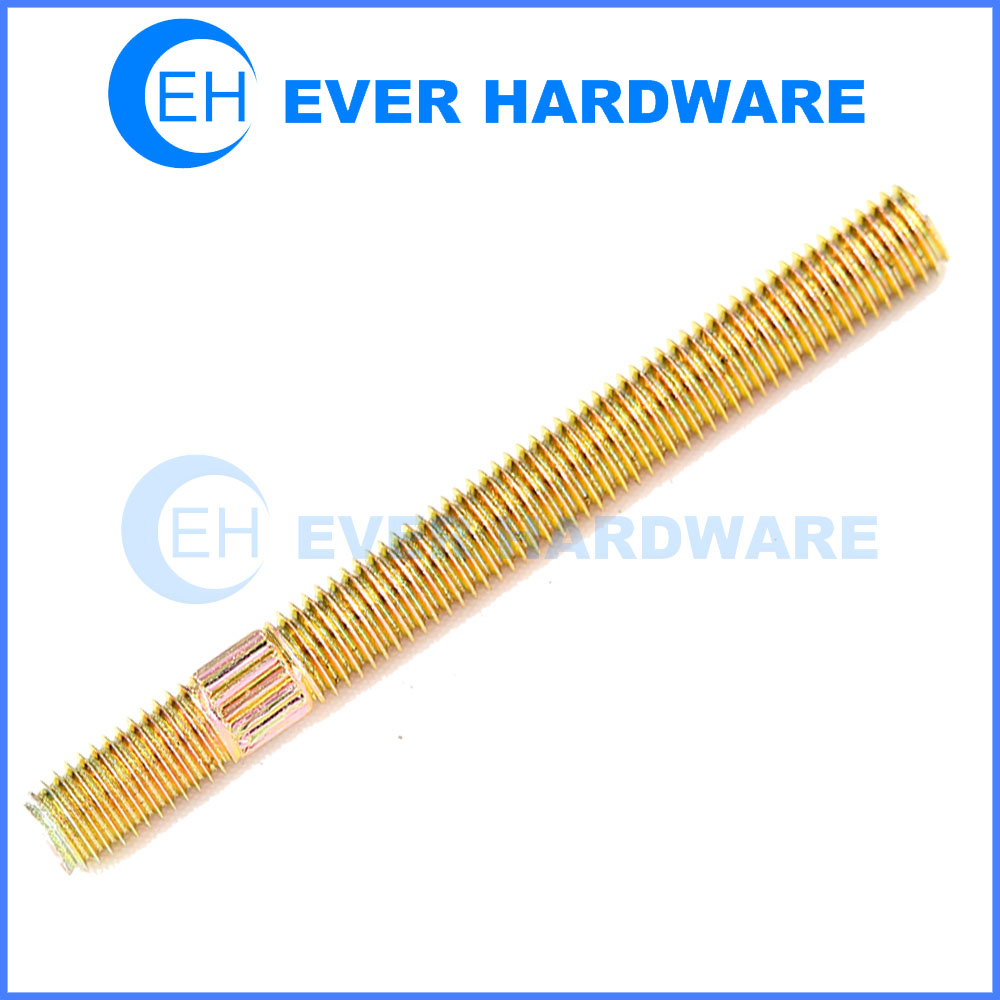 Straight Knurl Rod Metric Machine Threaded Brass Plating