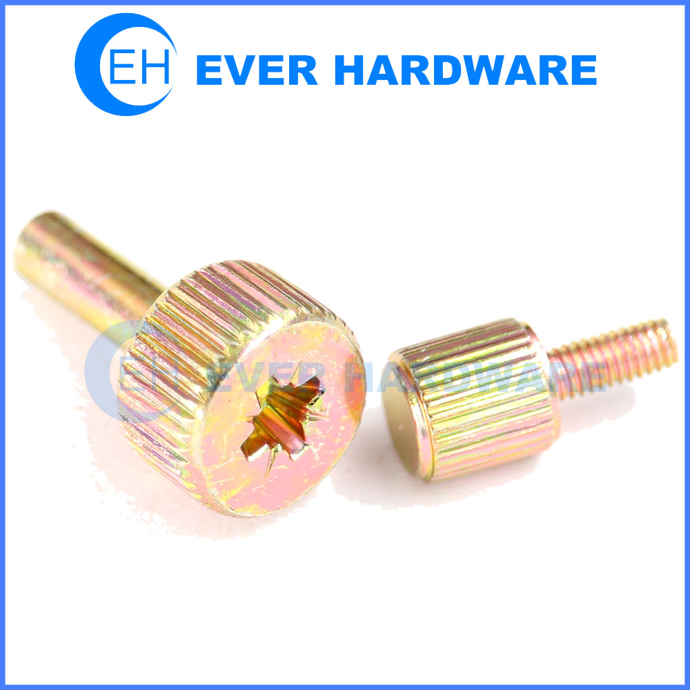 Straight Knurled Head Screw Custom Made Pozidriv Zinc Plating