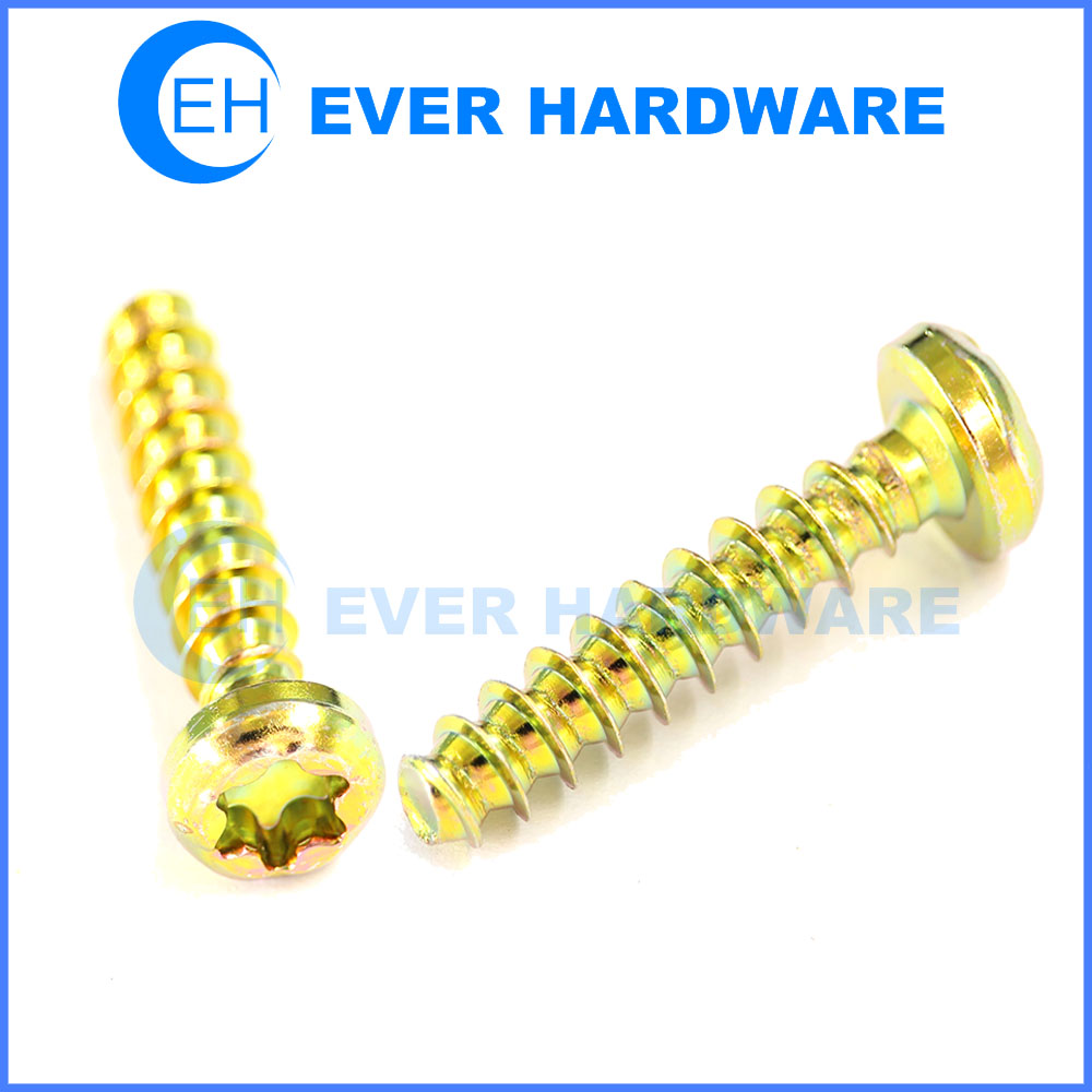 Torx Pan Head Screw For Plastic Flat End Yellow Galvanization