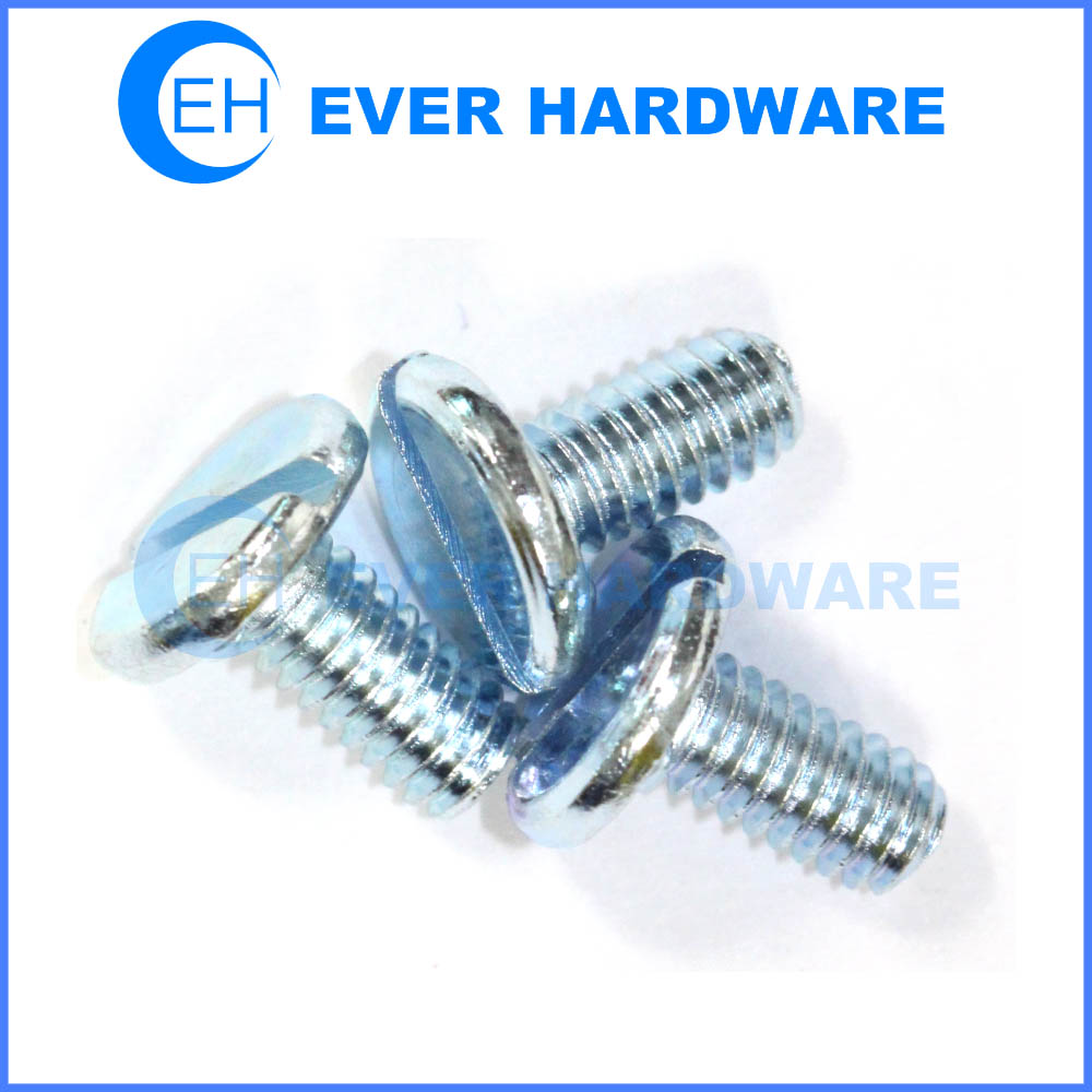 Flat Slot Screw Metric Machine Thread Blue Zinc Plated