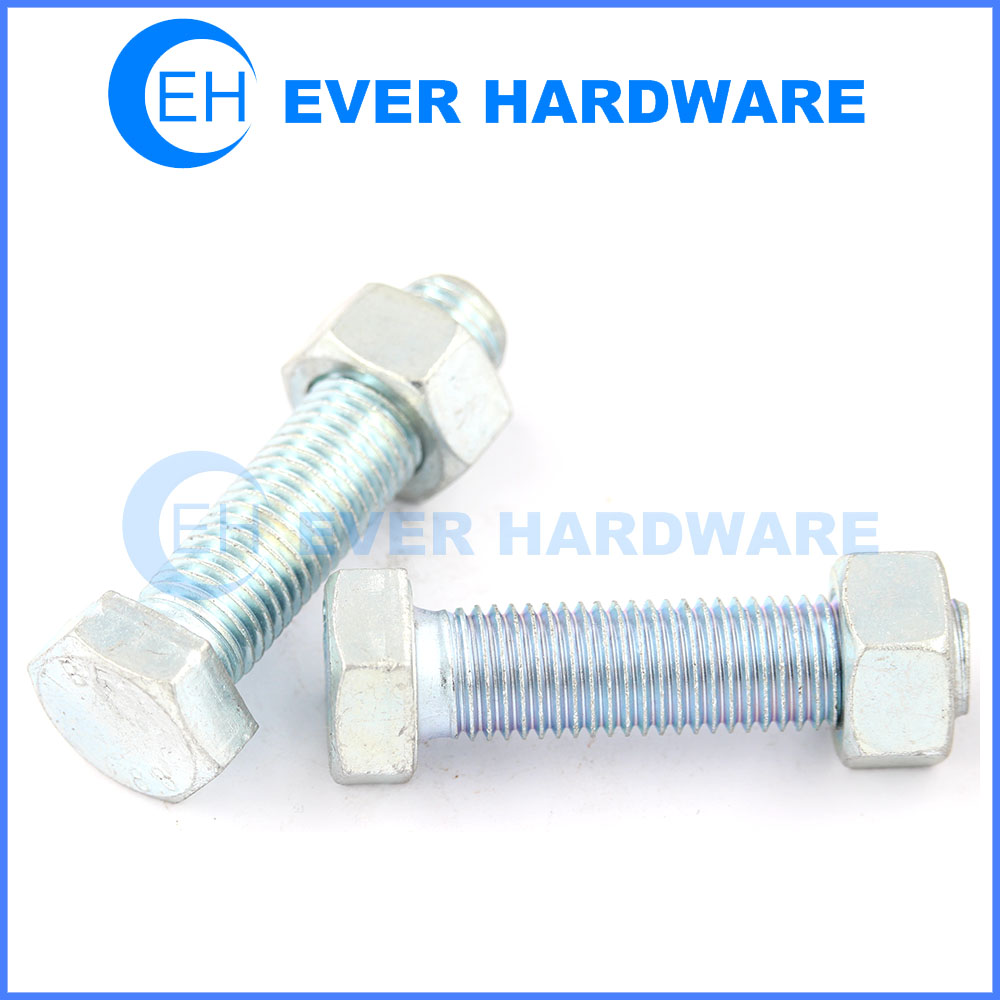 Nuts and bolts heavy duty white galvanized metric hex bolts with nuts
