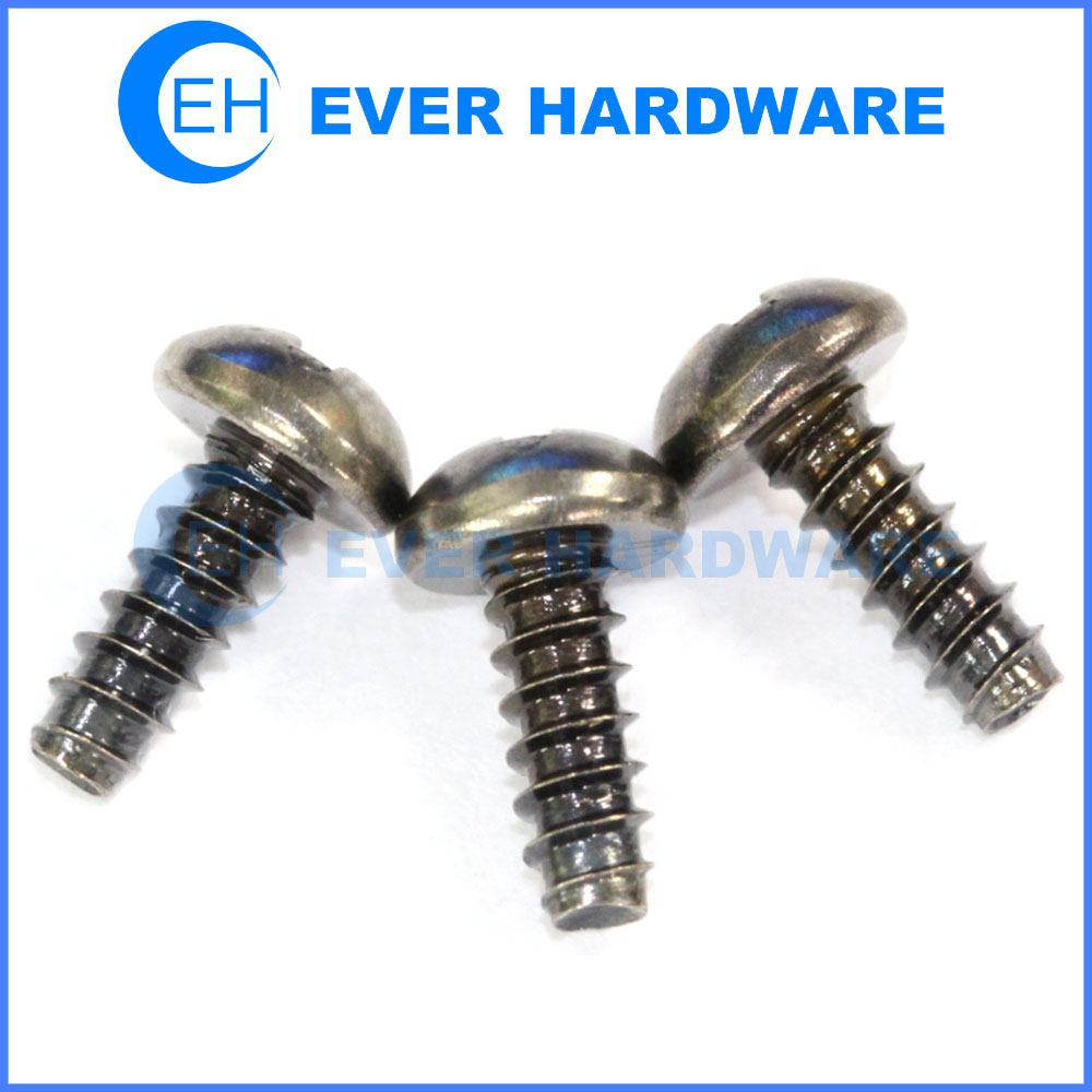 Round head screws metric sheet metal flat end screws black nickel plating