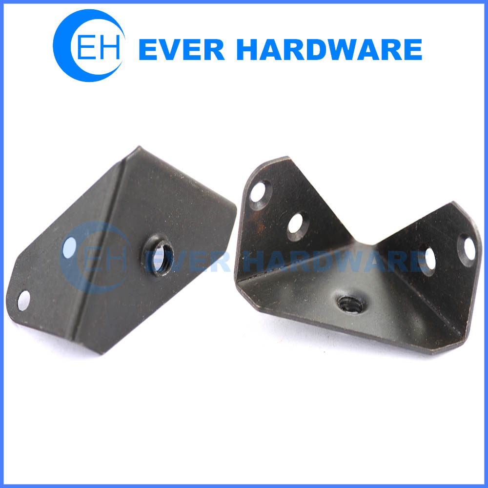Triangle corner braces holes attached black zinc plated industrial hardware