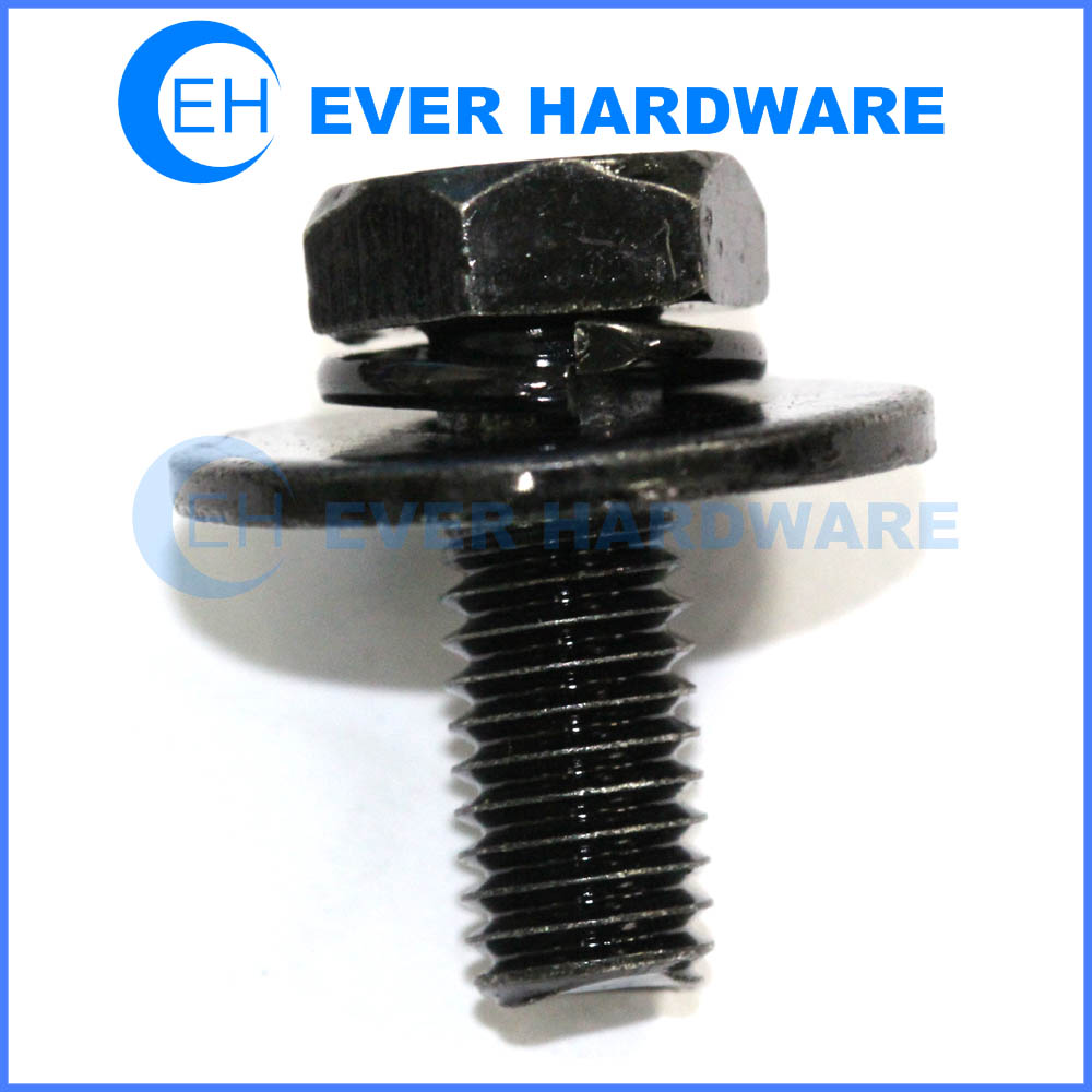 Combined screws hex pozidriv collar sems screw with double washers