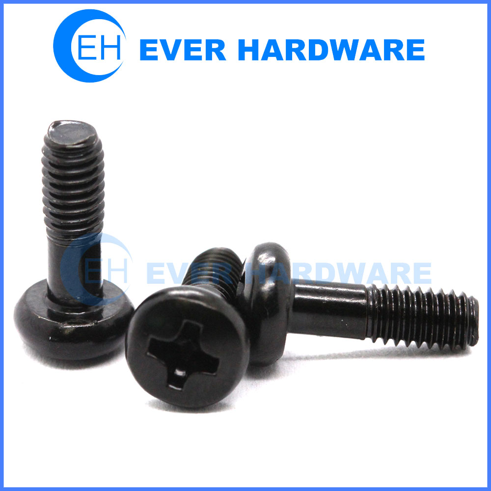 Decorative screw bright black plated pan head half threaded screws