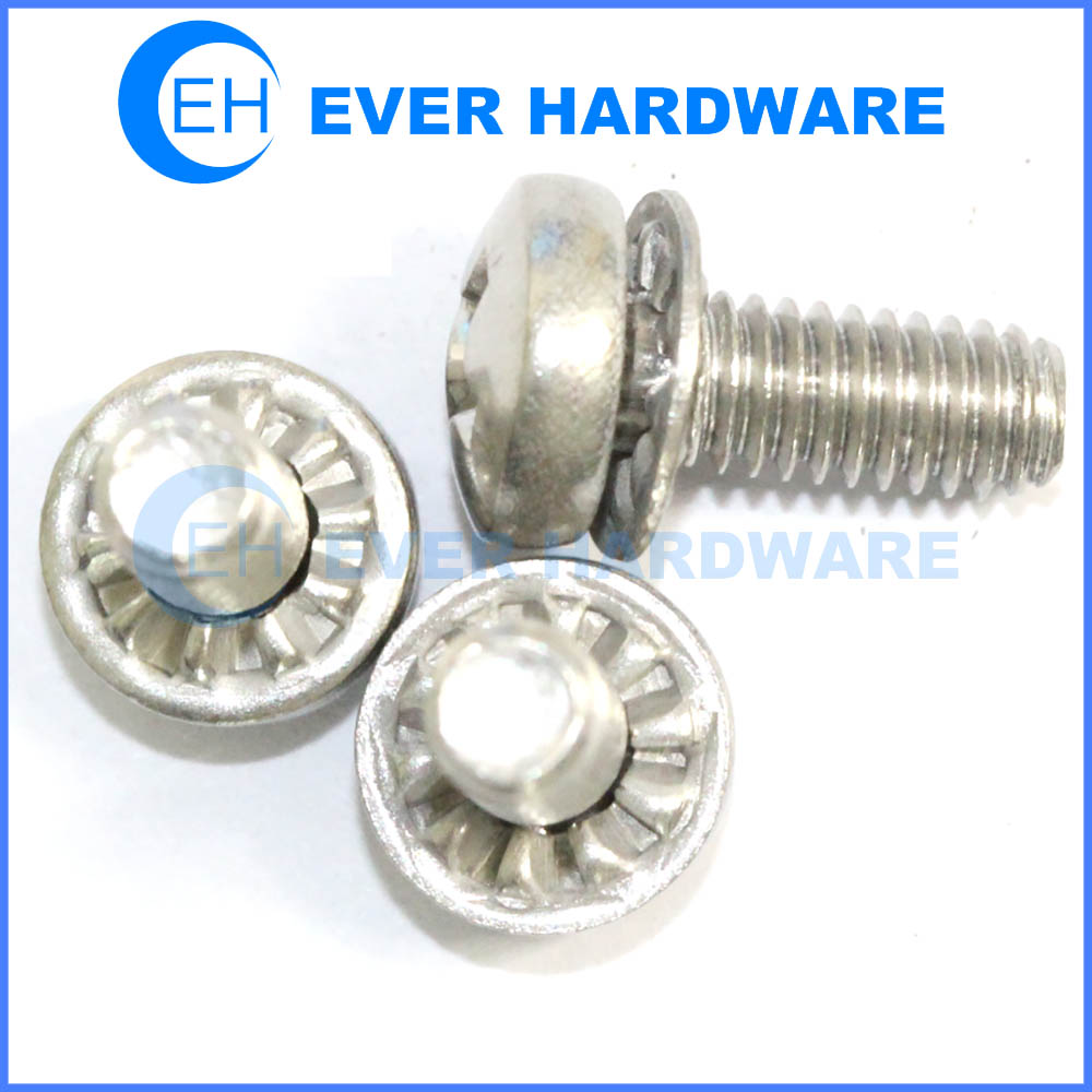 Zinc Plated Steel Pan Head Machine Screw With External-Tooth Lock Washer Slotted Drive Import 3/8 Length Meets ASME B18.13 Fully Threaded Pack of 100 #10-24 Thread Size 