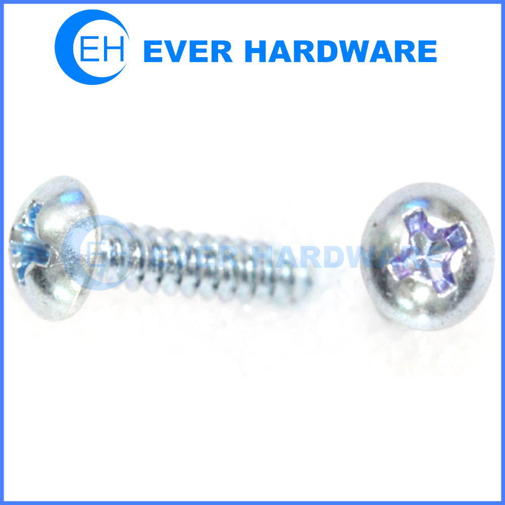 Blue zinc plated screws philips recessed round head self tapping threaded