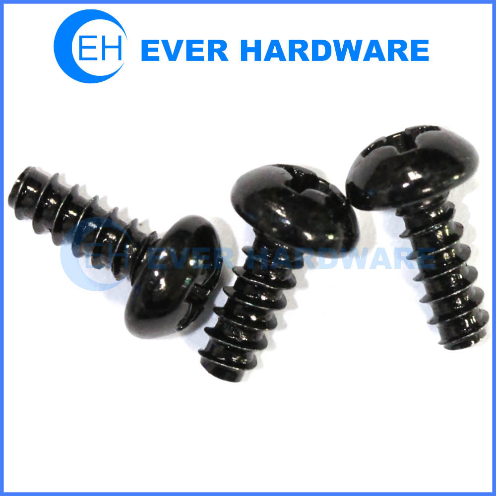 Cross recessed screws round head black zinc plating electronics tapping threaded