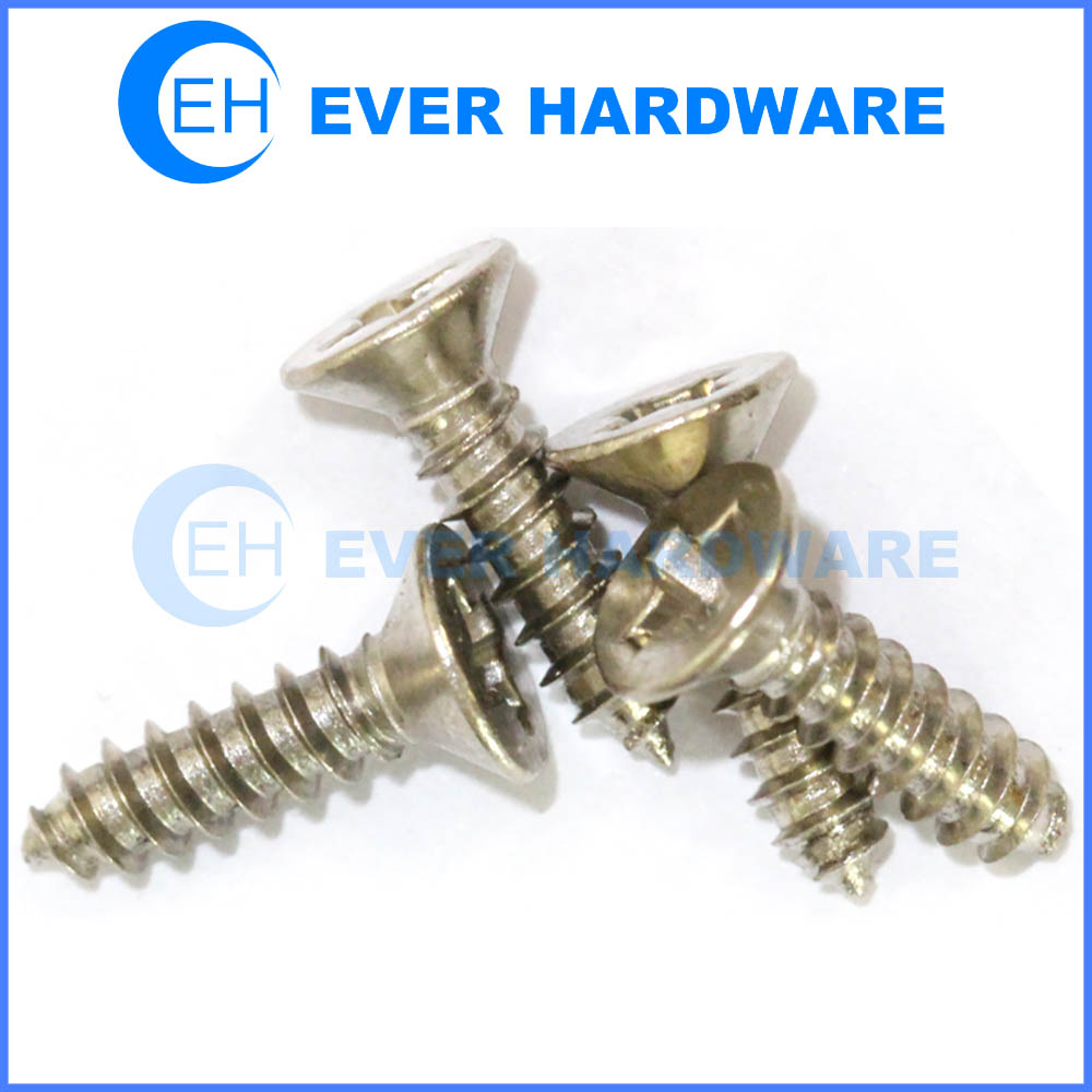 Flat head wood screws phillips drive stainless steel 304 countersunk supplier