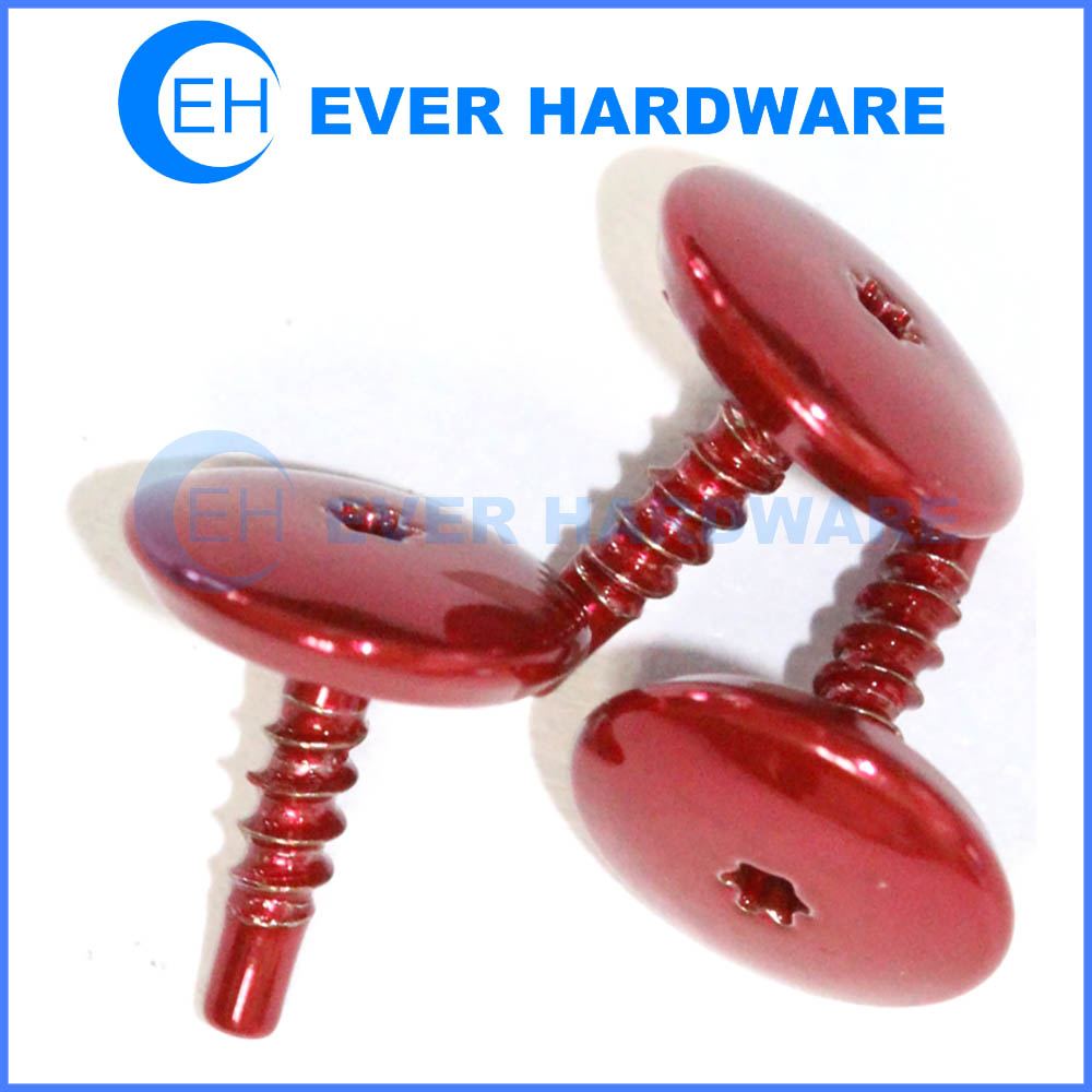 Large head decorative screws star recessed red painted rivet threaded supplier