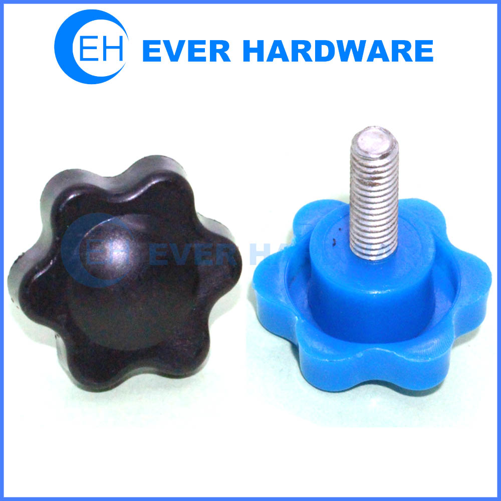 Lobe knobs thumb screws 6 star hand wheel threaded plastic hand knobs