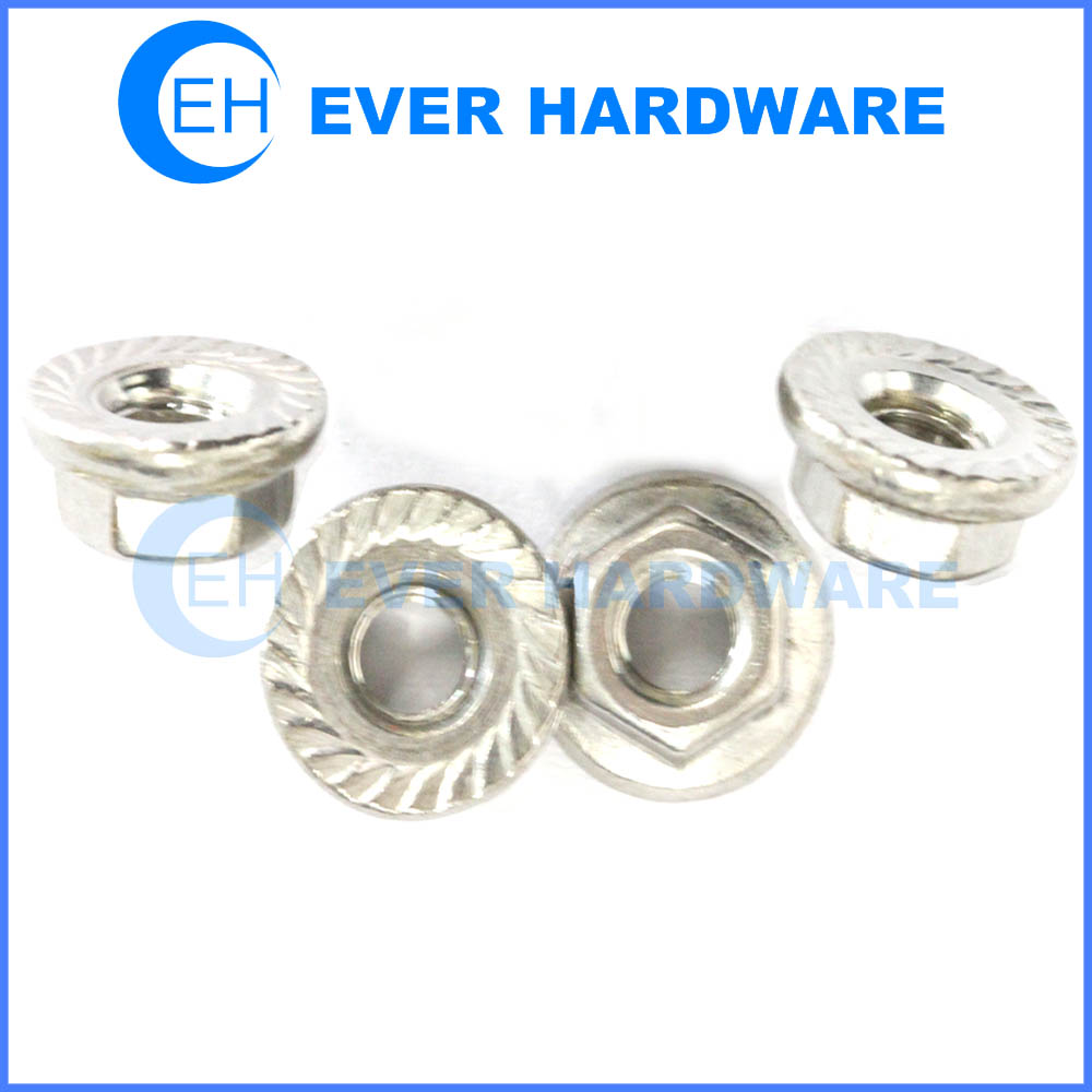 Locking flange nut steel zinc plated metric nickel plating serrated hex flange