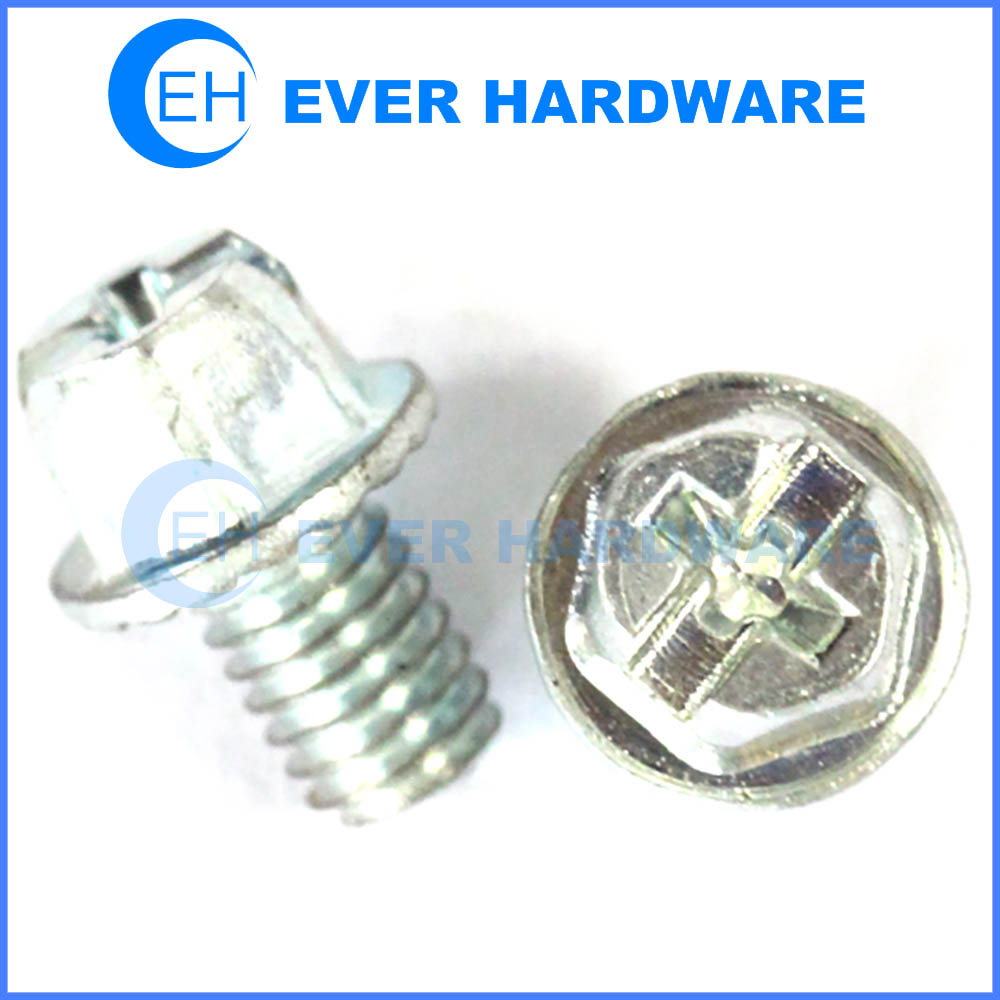 PC screws cross slot drive flange head carbon steel white zinc plated supplier