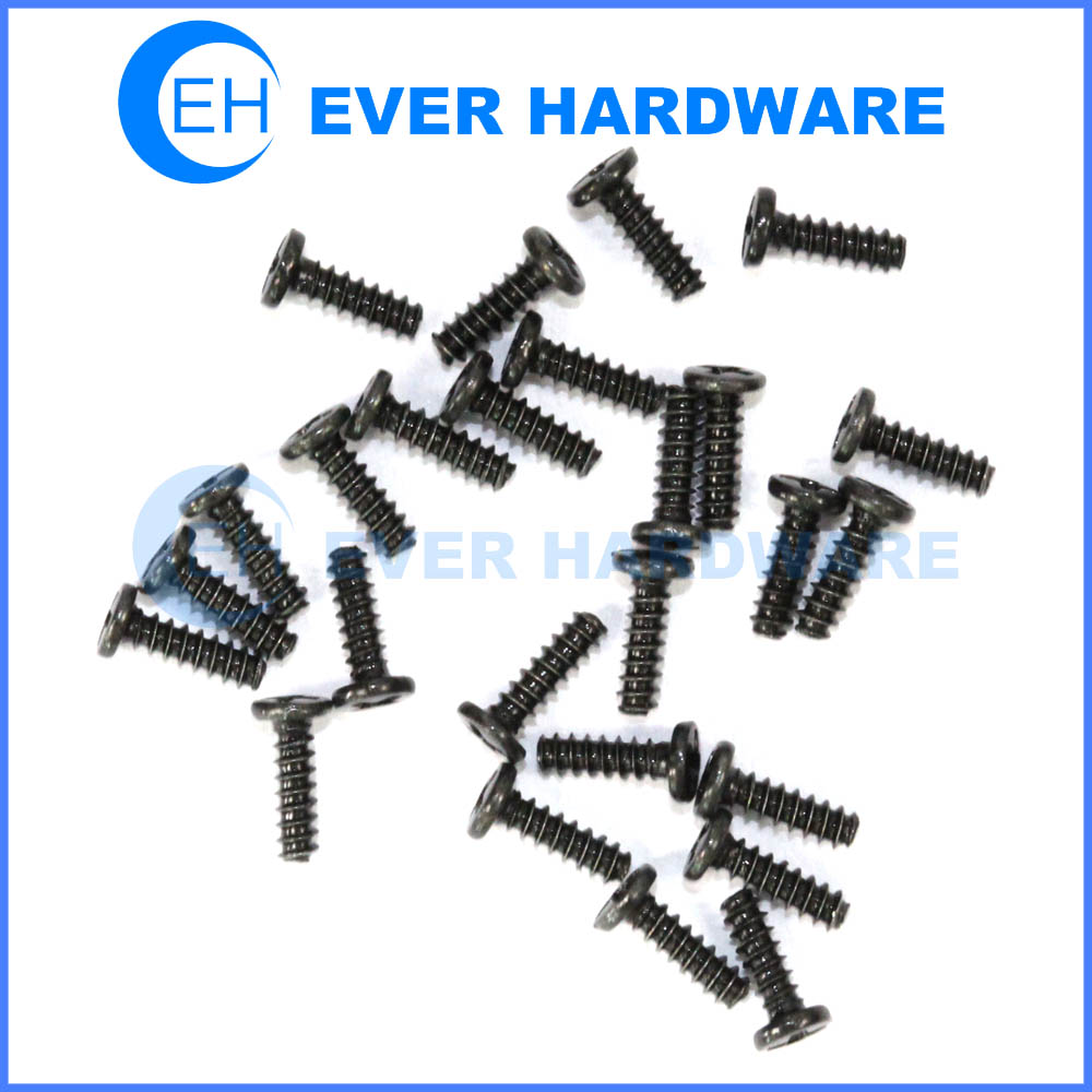 Phone screws thin head cross recessed black high tensile camera screws supplier