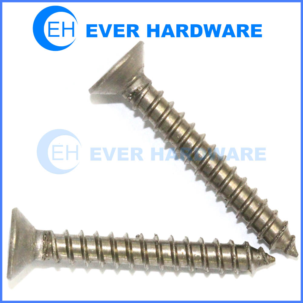 Plain steel flat head screw self tapping threaded wood screws manufacturer