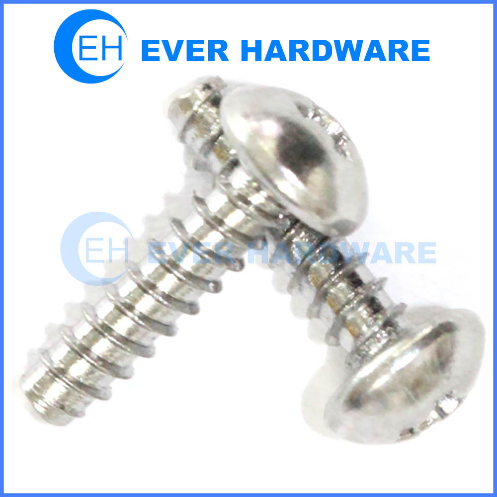 Round head self taping screws stainless steel cross recessed flat end thread