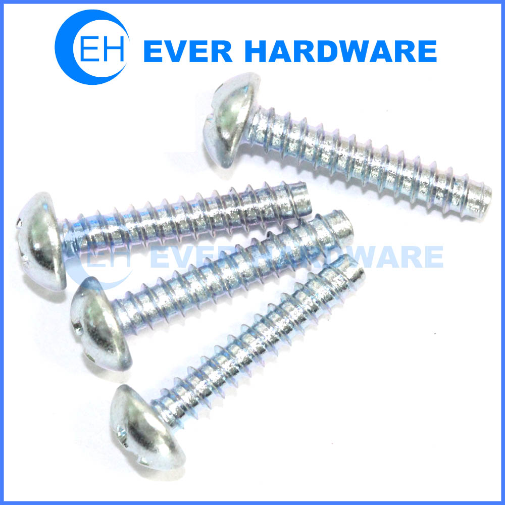 Round head self tapping screws cross recessed zinc plated B case hardened