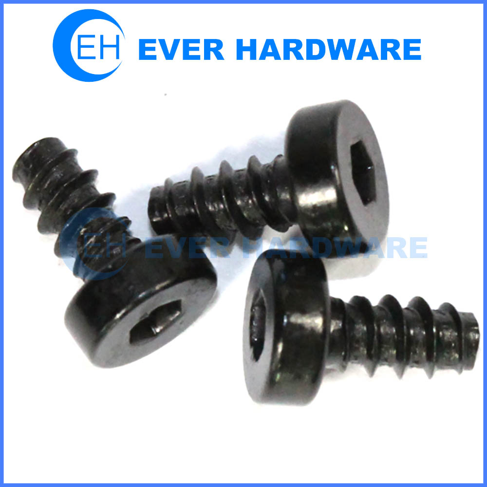 Socket head tapping screws triangle threaded for electronics flat end black plating