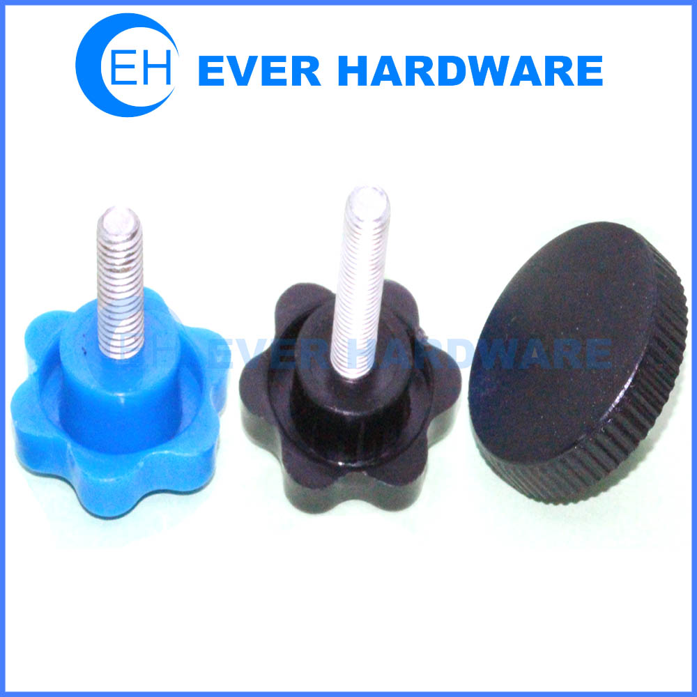 Star head screws male threaded plastic clamping knob grip handle black blue