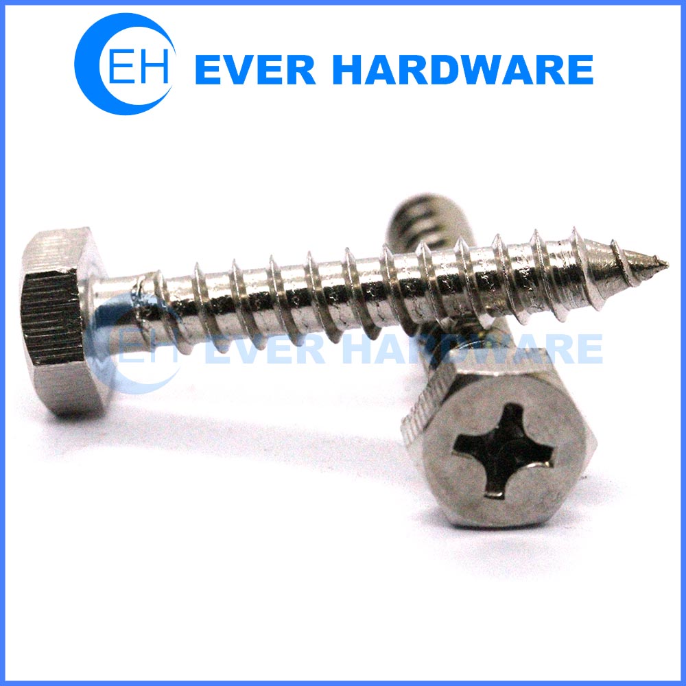 Hex head self tapping screws 304 stainless hexagonal tappers for wood