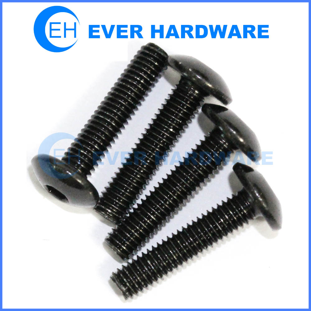 Hex socket truss screws black mushroom head machine threaded zinc plating