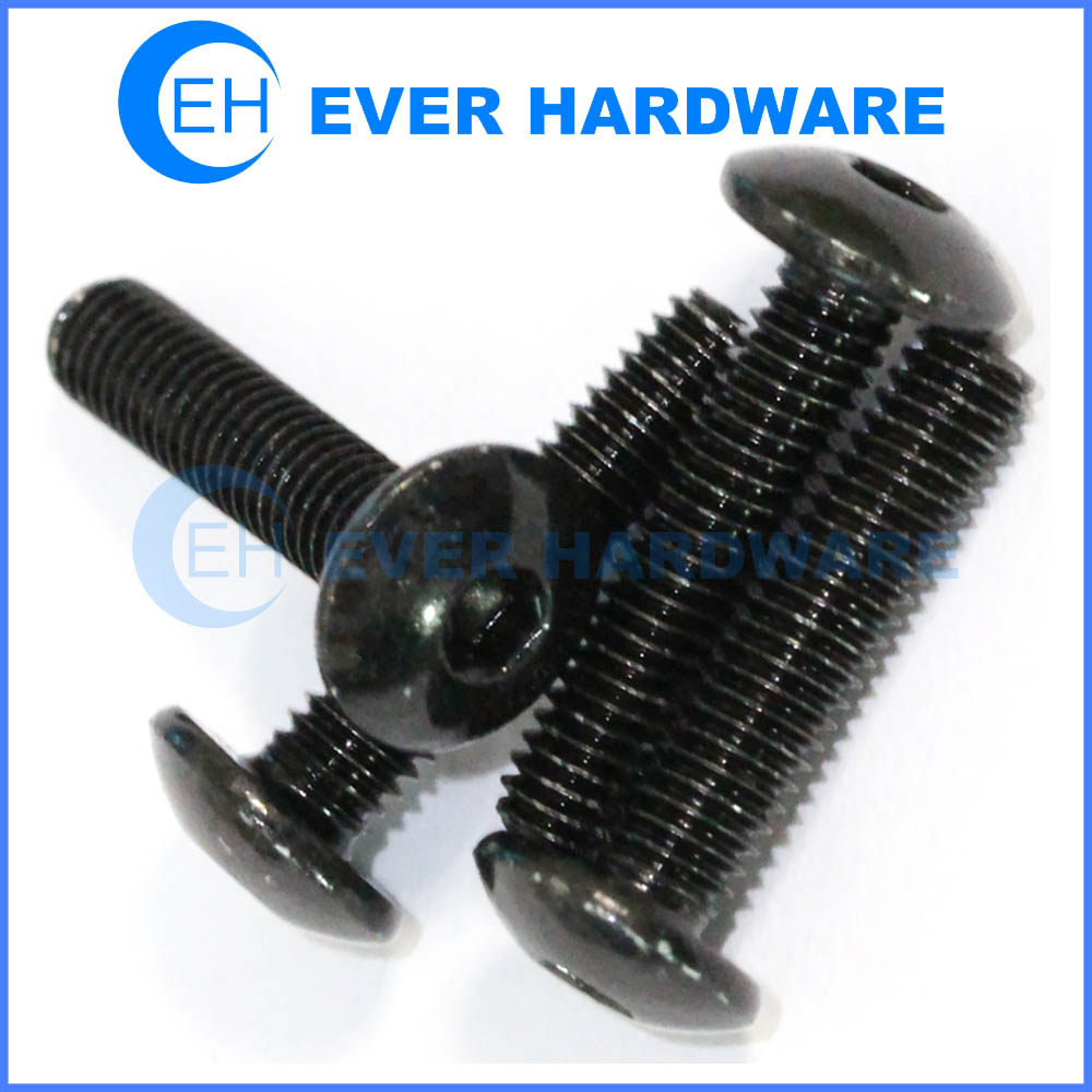 Truss head bolts black zinc plated 10.9 grade metric machine thread hex socket