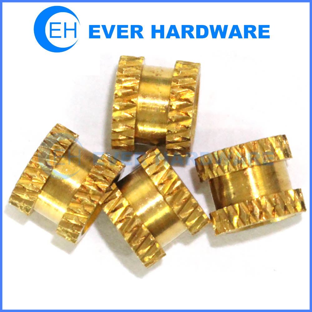 Brass insert nut injection molding embedded knurled female round nuts