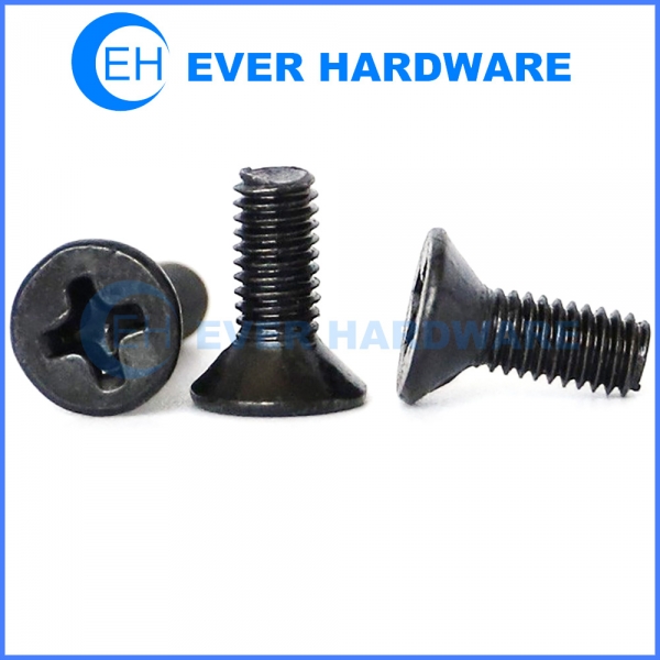 M Countersunk Machine Screws Csk Cross Recessed Din Steel Black