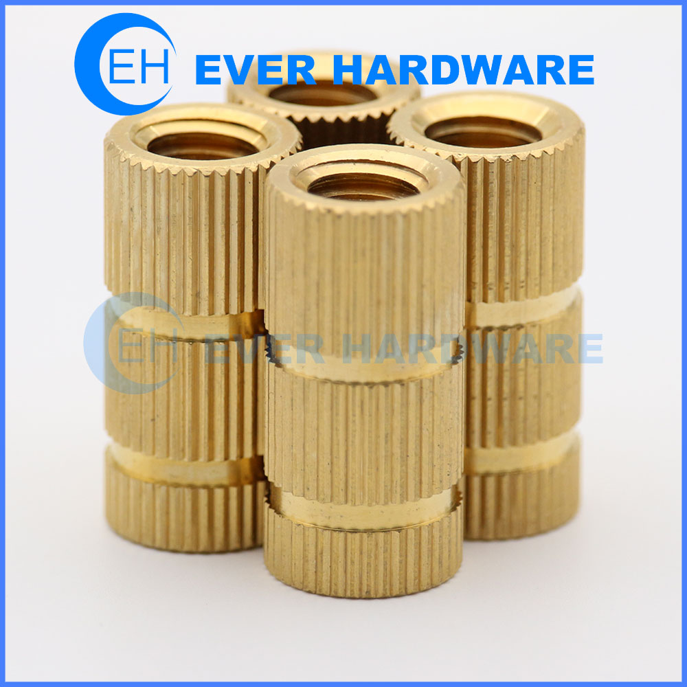 Brass Molding Insert M4 M5 M6 M8 Brass Injection Molding Fittings Knurled Embedded Insert Nut