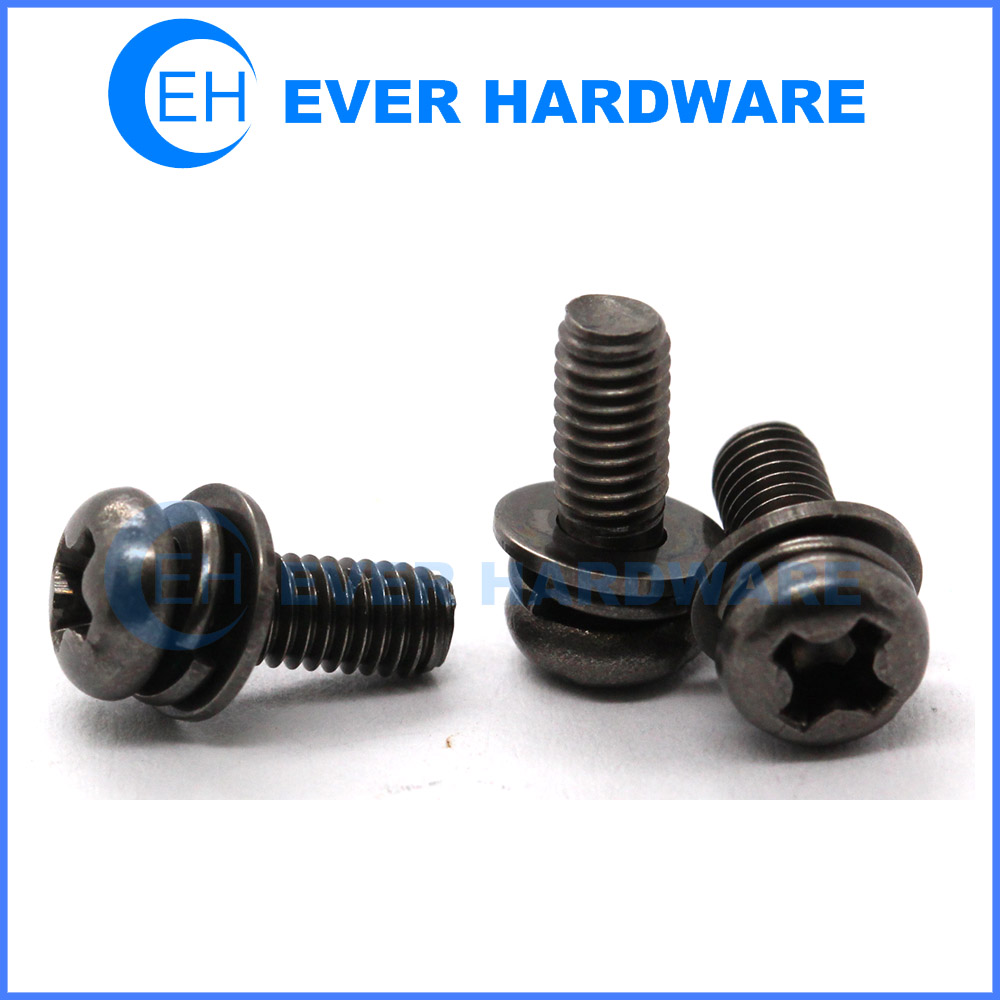 Black Round Head Bolts Pan Cross Recessed Zinc Plated Bolts Galvanizing Carbon Steel Grade 10.9 Class 12.9 Alloy Phillips M2 M2.5 M3 M4 M5 M6 M8 Fully Threaded Coating Fasteners Manufacturer Supplier
