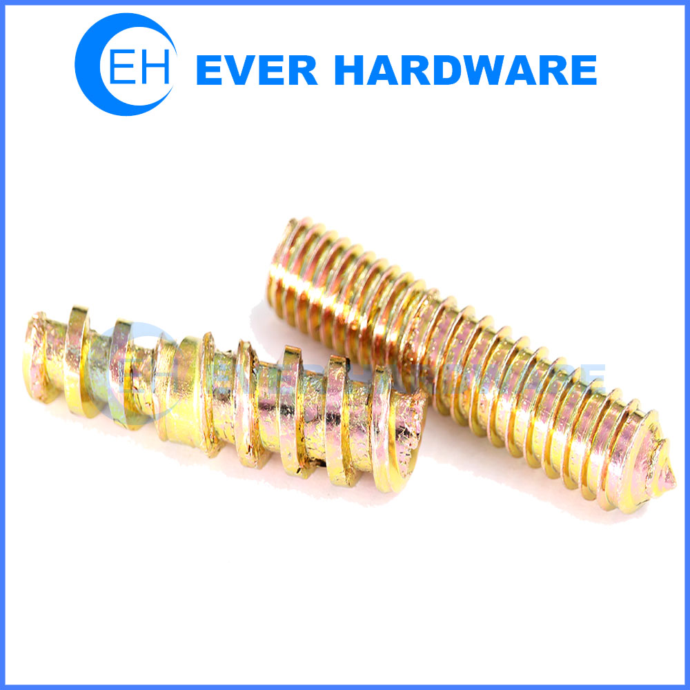 Machine Thread To Wood Screw Hanger Bolts Easydrive Flat and Tip End Threaded Stud High Tensile Carbon Steel Woodscrew Double Sided Point Fixtures