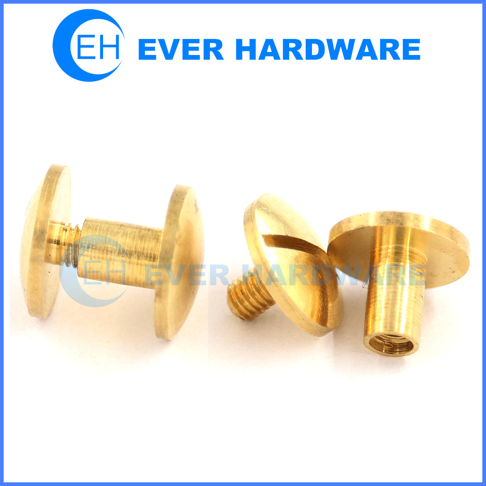 Brass Truss Head Screws Slotted Small Machine Threaded Screw Male And Female Fasteners Binding Post Bolts Book Hardware Solid Chicago Bolt Manufacturer
