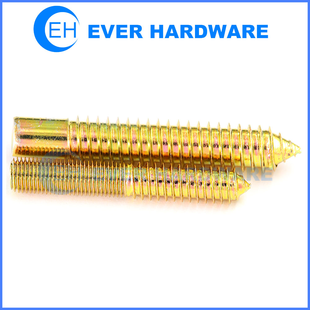 Wood Screw To Machine Screw Breadboard Bolt Heavy Duty Hanger Fasteners Double Ended Metal Dowels Furniture Fixing Stud Zinc Plated Anchor