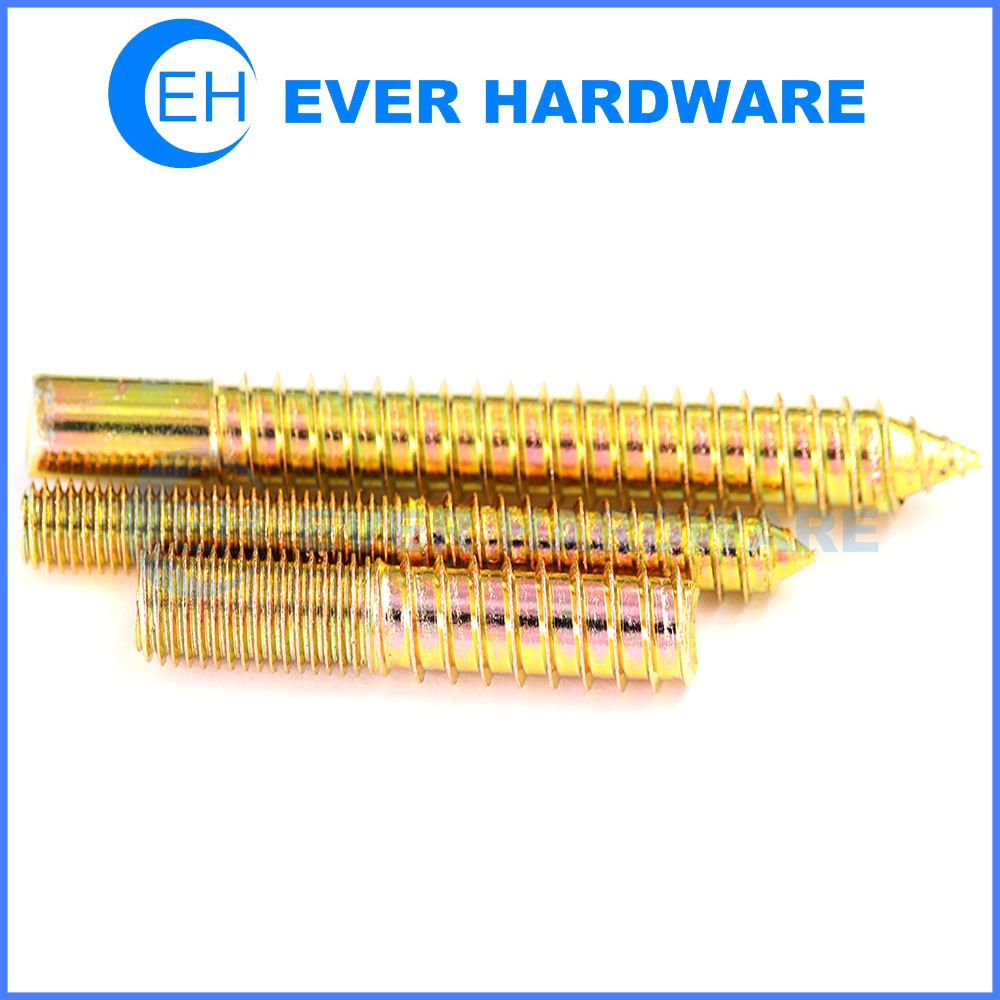 Wood Screw To Machine Screw Breadboard Bolt Heavy Duty Hanger Fasteners Double Ended Metal Dowels Furniture Fixing Stud Zinc Plated Anchor