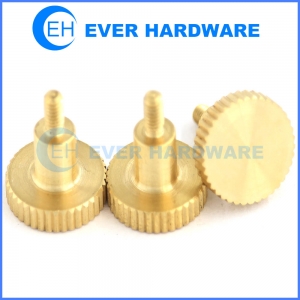 Knurled head thumb screws brass precision straight knurling round head