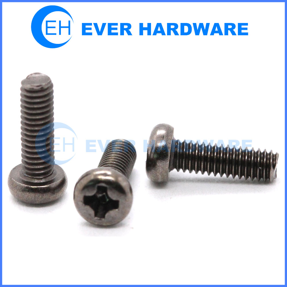 Black Round Head Bolts Pan Cross Recessed Zinc Plated Bolts Galvanizing Carbon Steel Grade 10.9 Class 12.9 Alloy Phillips M2 M2.5 M3 M4 M5 M6 M8 Fully Threaded Coating Fasteners Manufacturer Supplier